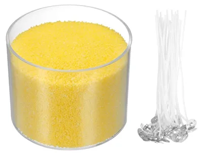 Obrázok produktu pre Vosková gél žltej farby, 200 g, s 20 knotmi, vhodný na DIY projekty
