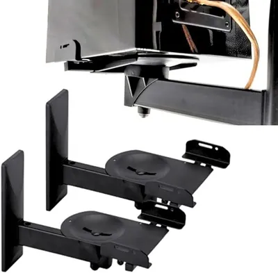 Immagine prodotto di AQ VisOn BRO3AS Supporto universale a parete per diffusori, nero (coppia) - Supporto per diffusori ambientali di grandi dimensioni, max. 25 kg supporto a parete