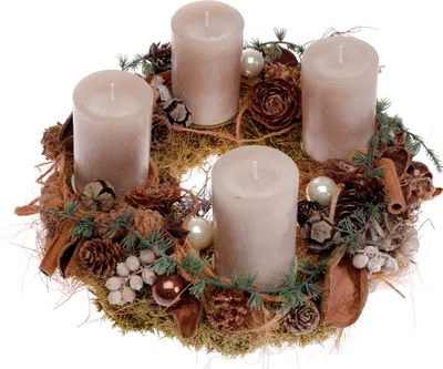 Produktbild von Adventskranz Moos mit 4 Trendkerzen erdnuss CreaFlor Home
