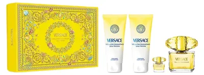 Obrázok produktu pre Sada dámskej vône Versace Yellow Diamond: toaletná voda 90 ml + 5 ml, telové mlieko a sprchový gél, 2 x 100 ml