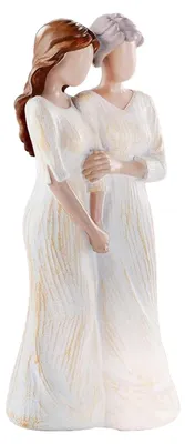 Produktbild von Mutter-Tochter-Figur aus Kunstharz, handbemalte Skulptur, die Mutter und Tochter umarmt, ideal als Dekoration für Zuhause, zum Muttertag oder Geburtstag.