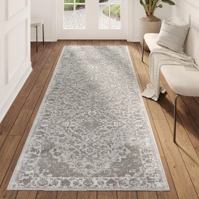 Produktbild von Tapiso Teppichläufer VALLEY Modern Grau Schlafzimmer 80 x 300 cm