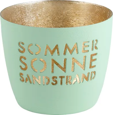 Produktbild von Gift Company Windlicht Madras Sommer, Sonne, Sandstrand Aqua/Gold