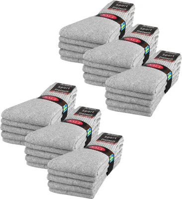 Produktbild von 10 | 20 | 30 Paar Sportsocken Tennissocken Arbeitssocken Damen & Herren - 30 Paar Hellgrau 47-50