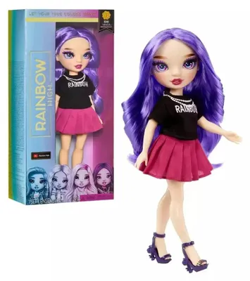 Image de Poupée Rainbow High, Vanda, couleur violette, avec vêtements interchangeables et brosse à cheveux, inspirée de