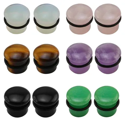 Obrázok produktu pre ZeSen – 6 párov náušníc, zmiešaná sada, jednotlivé rozšírené náušničné tunely z kameňa, 5-18 mm