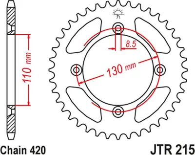 Productafbeelding van Achtertandwiel 4306 48, aluminium Racelite, voor Honda CR 80/85 (430648JTA), (ketting 420), rood