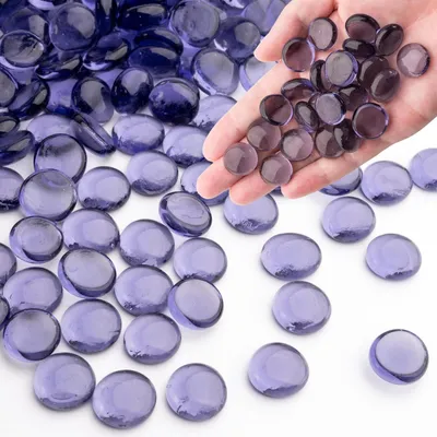 Zdjęcie produktu dla Kamienie szklane fioletowe, 440g, 85-100 sztuk, 13-20mm, do wazonów, akwariów, rękodzieła