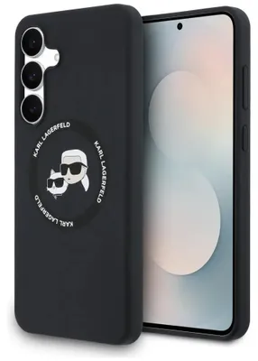 Obrázek produktu pro Silikonové pouzdro Karl Lagerfeld s MagSafe Heads a hlavami Karl & Choupette pro Samsung Galaxy S25 FE - černé
