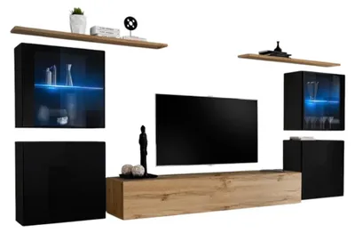 Produktbild von Meublorama AM-SWITCH 14-SWT SW 14*7C/98KG, 2 Regale, 4 Tür(en), Braun, Mitteldichte Faserplatte (MDF), 4 Schublade(n), 400 mm