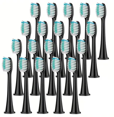 Produktbild von Elektrischer Zahnbürstenkopf, austauschbarer elektrischer Schallzahnbürstenkopf, geeignet für die elektrische Schallbürste von Philips Sonicare.Farbe:Schwarz 20 Stück