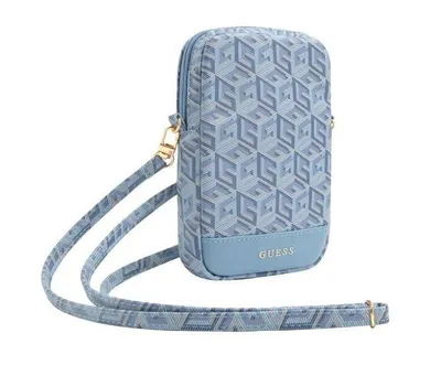 Zdjęcie produktu dla Guess Zip GCube Bottom Stripe - Torebka na telefon (niebieski)