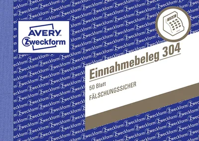 Immagine prodotto di Avery Zweckform® 304 304 Ricevuta, DIN A6 orizzontale, a prova di falsificazione, 50 fogli, verde
