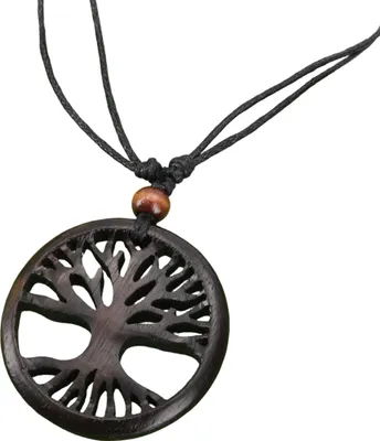 Produktbild von Ethno Holzschmuck, Halskette, Surferkette - Tree of Life/ Schwarz 1, Braun, Ketten & Modeschmuck für den Hals