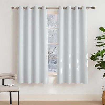 Immagine prodotto di Tende oscuranti, colore grigio e bianco, altezza 160 cm, larghezza 140 cm (confezione da 2)