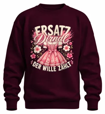 Produktbild von Ersatz Dirndl Der Wille zählt Trachtenshirt Lederhose Wasen Sweatshirt Pullover, Burgundy, XXL