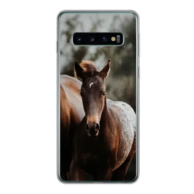 Produktbild von MuchoWow® Handyhülle Schutzhülle Hülle für Samsung Galaxy S10 Pferde - Wald - Berge Silikon Softcase Handy Hülle - Handytasche