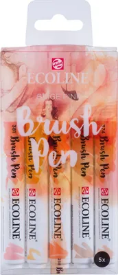 Produktbild von Talens Ecoline, 5 Stück(e), Beige, Rot, Sepia, Mehrfarbig, Rund, Tinte auf Wasserbasis, Sichtverpackung