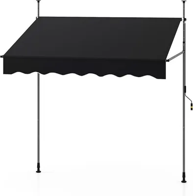 Produktbild von Klemmmarkise, Markise Balkon ohne Bohren, 200 cm breit, mit Handkurbel, UV-beständig Balkonmarkise höhenverstellbar Sonnenschutz (Schwarz)