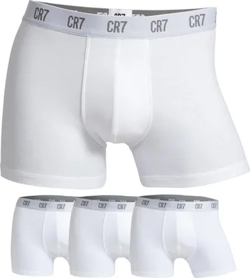 Produktbild von CR7 Herren Boxer Shorts, 3er Pack - Trunks, Organic Baumwolle Stretch Weiß 2XL