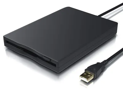 Produktbild von CSL - Externes USB Diskettenlaufwerk FDD 1,44MB 3,5 Zoll - PC - Slimline Floppy Disk Drive Extern - Portable - Plug and Play - schwarz - Windows 11 fähig