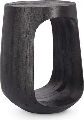 Produktbild von Moderner runder Couchtisch Lopez Schwarz aus Mangoholz 33x33x45 cm