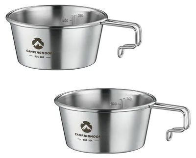 Image de Lot de 2 gobelets de camping en acier inoxydable, capacité de 360 ml