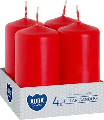 Zdjęcie produktu dla Świeca wotywna BISPOL Aura 9H 8CM SW40/80 CZERWONA 4szt.