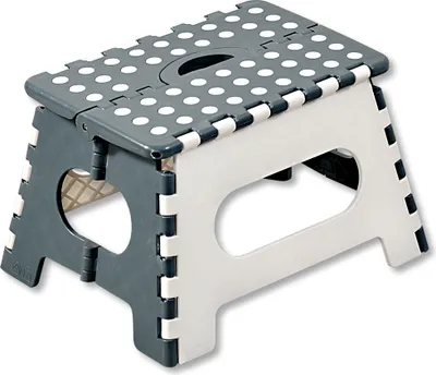 Immagine prodotto di Sgabello pieghevole KESPER bianco-grigio - gradino pieghevole - 35 x 27 x 22 cm - robusto sgabello per la casa, il garage e i bambini - salvaspazio - modello 70533