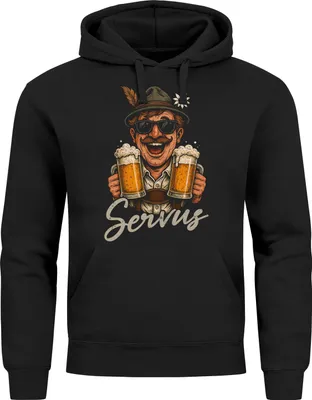 Produktbild von Hoodie Herren für das Servus Bayer Maßkrüge Bier Ersatz Tracht Pullover Volksfest Bierfest Outfit Spruch Lustig Moonworks®