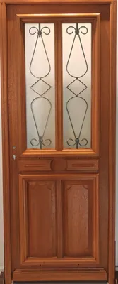 Image de Porte d'entree Bois vitree, Baya, H215 x L90 p, droit + Poignee, Barillet Et Bouton (ref : IN158RPL2 - IN303NEW)