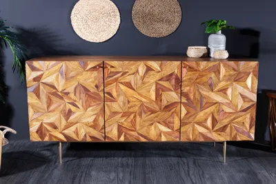 Produktbild von riess-ambiente Massivholz Sideboard ALPINE 145cm braun Sheesham stone finish Metall matt gold