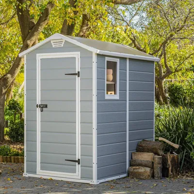 Immagine prodotto di Dmora Casetta da Giardino Cranbrook 192x130x198h cm Grigio, Resistente Agli Agenti Atmosferici Presenza Finestre