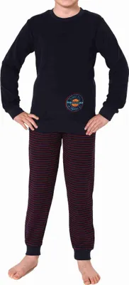Produktbild von Kuscheliger Jungen langarm Frottee Schlafanzug Pyjama mit Bündchen ; rot1 , 164