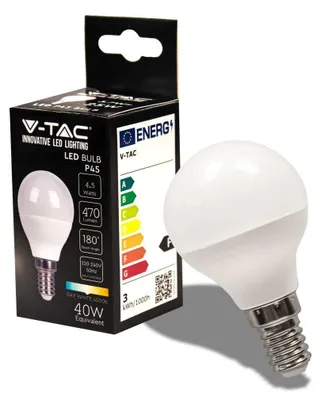 Immagine prodotto di V-TAC VT-1880N Lampadina LED SMD 4,5W E14 Mini globo P45 Bianco freddo 6400K - SKU 2142521