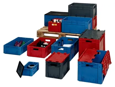Produktbild von Schwerlast-Transportkasten aus PP in Grau 600x400x270mm