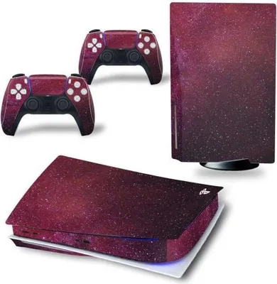 Image de Autocollant console et manette pour PS5, PlayStation 5 - Skin de jeu de performance - Accessoires de protection - Galaxy - Rouge-Violet