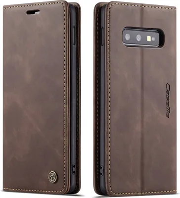 Image de Galaxy S10E Case, RetroPolyuréthaneLeather Case, Card Pockets, Magnetic Closure, Case with Stand Function for Samsung Galaxy S10E Coffee