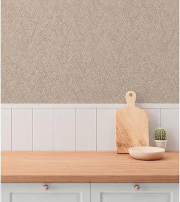 Obrázek produktu pro Texturovaná tapeta se vzorem rybí kosti béžovo-hnědá - netkaná tapeta s 3D efektem - moderní a elegantní (KG-175794)