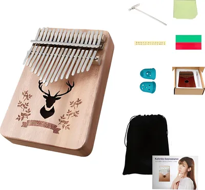 Zdjęcie produktu dla KALIMBA instrument AFRYKAŃSKI pianino kciukowe ZANZA Wystrojona AKCESORIA