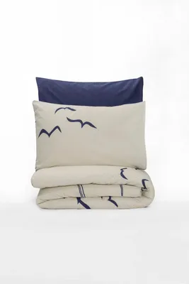 Produktbild von L'Essentiel Linge de Maison, Larum - Dark Blue, Einzelbett-XXL-Bettbezug-Set (DE), Dunkelblau, 100 % Baumwolle, 155 x 155 cm