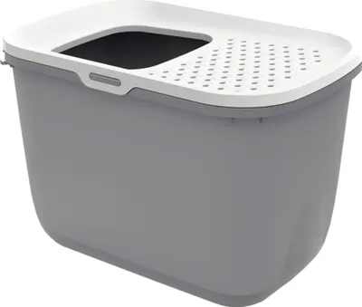 Produktbild von SAVIC HOP Kaffeebraun mit Weißem Deckel – Katzentoilette – 58 5x39x39 5 cm – 1 Stk.