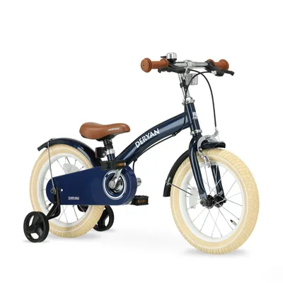 Produktbild von DERYAN Luxe Kinderfahrrad 14 Zoll - 3-in-1 Laufrad mit Stützrädern - Blau
