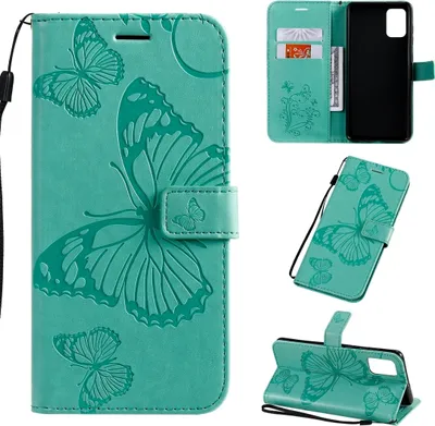 Produktbild von Mobigear Butterfly  Samsung Galaxy A71 Hülle Klapphülle Geldbörse - Türkis