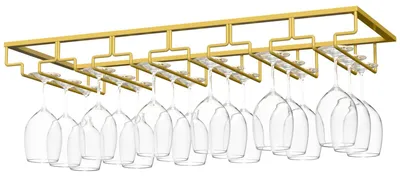 Glashalter aus Eisen, 6 Schienen, für Gläser Ø4–9 cm, hellgold