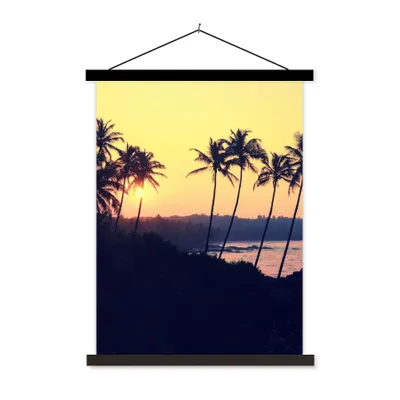 Produktbild von MuchoWow® Textilposter Meer - Palme - Abend - Landschaft 90x120 cm mit schwarzem Rahmen - Dekoration