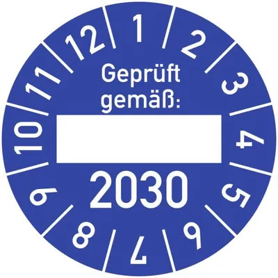 Produktbild von Dreifke® Prüfplakette  gemäß: 2030, Folie, Ø 30 mm, 10 Stück