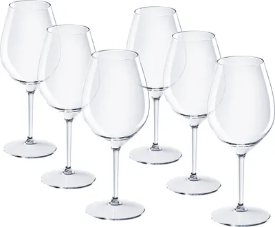 Produktbild von DoimoFlair Weingläser aus Kunststoff bruchsicher Weinbecher Sektgläser Plastik Transparent 51 cl. Set 6 Stück