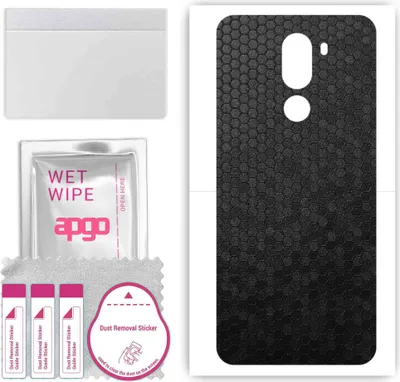 Produktbild von apgo Rückseite Schutzfolie, Skin, kompatibel mit Doogee X60L, Hinten Displayschutzfolie aus Vinylfolie, kratzfest, einfache Montage - Schwarze Honigwabe