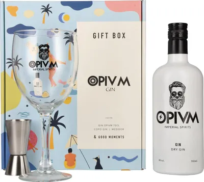 Image de OPIVM Imperial Spirits Dry Gin 40% Vol. 0,7l en boîte cadeau avec Verre & Messbecher